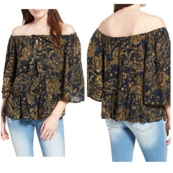 Nordstrom Sun and Shadow Tie Neck Off-the-Shoulder
Blouse - Picture 1 of 7